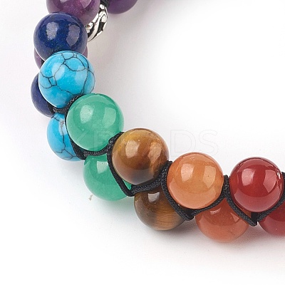Chakra Natural Amethyst Braided Bead Bracelets BJEW-O164-A03-1