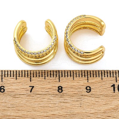 Brass Micro Pave Clear Cubic Zirconia Cuff Earrings EJEW-H158-23G-1