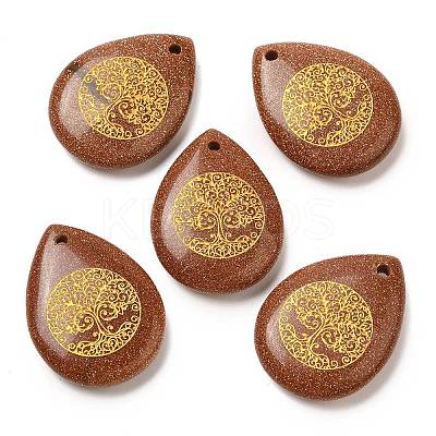 Synthetic Goldstone Drop Pendants G-C158-01F-1