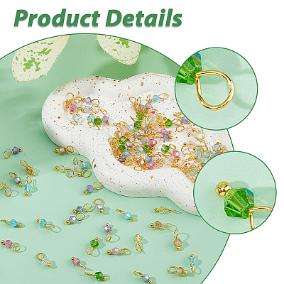 120Pcs 10 Colors Faceted Glass Charms PALLOY-FH00134-1