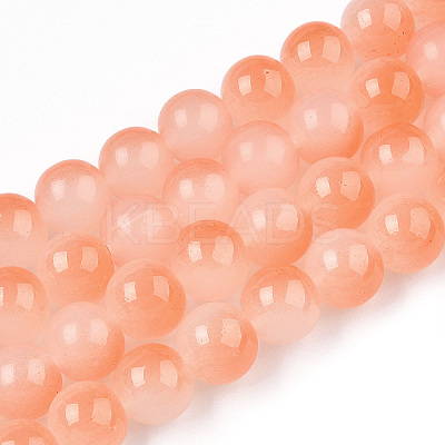 Baking Paint Imitation Jade Glass Round Bead Strands X-DGLA-N003-8mm-08-1