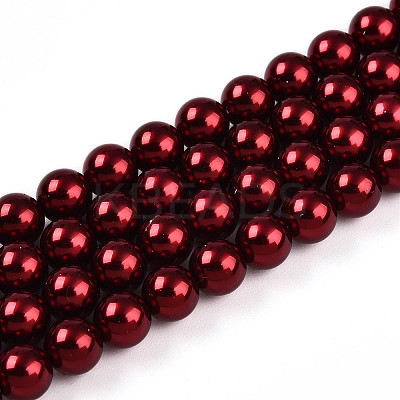 Baking Paint Pearlized Glass Pearl Bead Strands X-HY-N002-6mm-A13-1