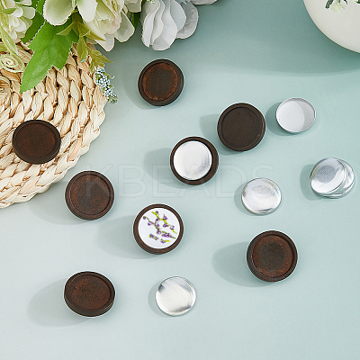 DIY Round Wood & Aluminum Brooch Making Kits DIY-FH0009-69B-1