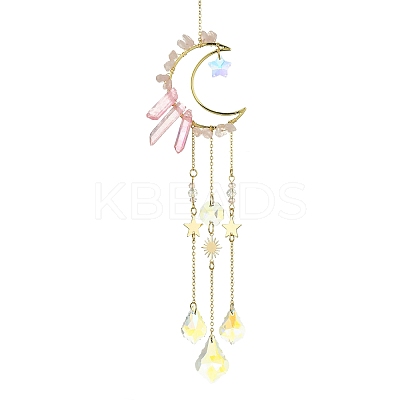 Moon & Star Brass Hanging Ornaments HJEW-JM01478-01-1