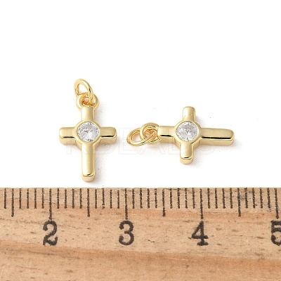 Brass Micro Pave Clear Cubic Zirconia Pendants KK-Q031-35G-02-1