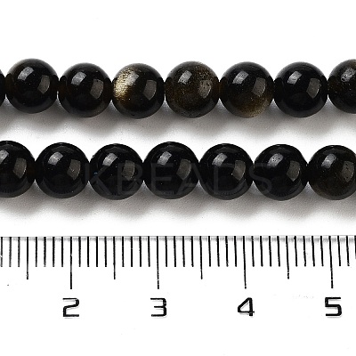 Natural Golden Sheen Obsidian Beads Strands X-G-C068-6mm-9-1