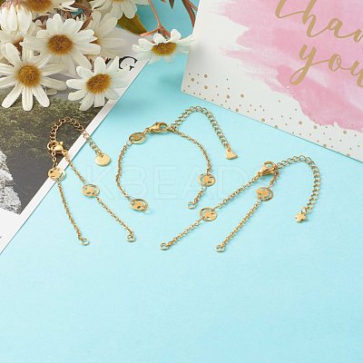 304 Stainless Steel Smile Link Chains Bracelet Making AJEW-JB01039-01-1