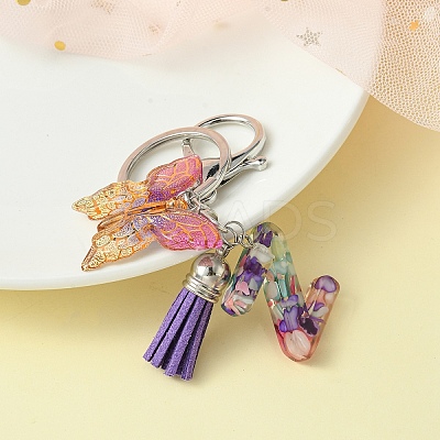Letter & Butterfly Transparent Epoxy Resin Keychains KEYC-YW00001-1