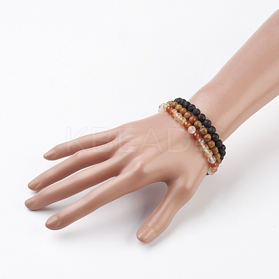 Natural Mixed Stone Stretch Bracelets BJEW-JB03600-1