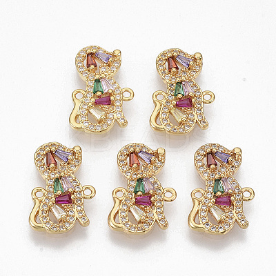 Brass Micro Pave Cubic Zirconia Links Connectors ZIRC-T012-81G-1