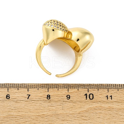 Brass Micro Pave Cubic Zirconia Adjustable Cuff Rings for Women RJEW-U053-07G-1