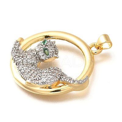 Brass Micro Pave Cubic Zirconia Pendants KK-B128-02G-1