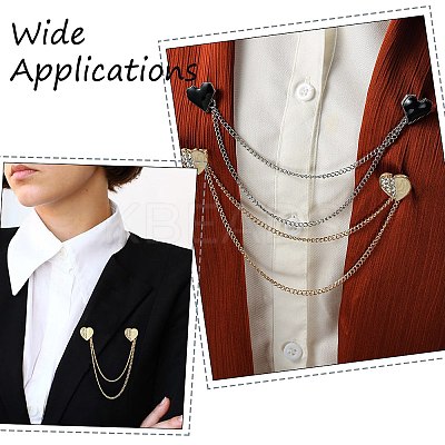 4Pcs 2 Styles Heart Rhinestone Lapel Pins JEWB-CJ0003-34-1