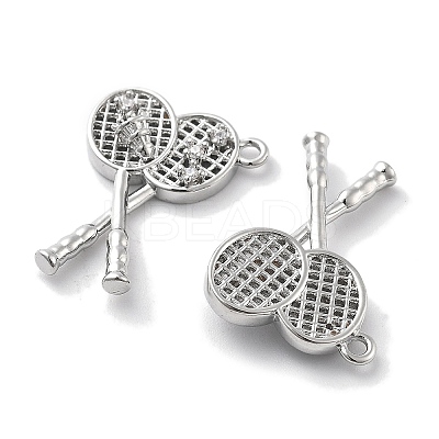 Rack Plating Brass Clear Cubic Zirconia Pendants KK-M102-16G-B-1