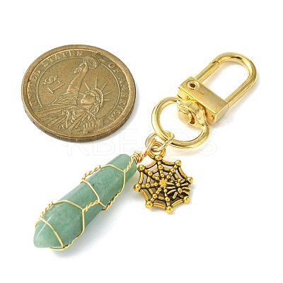 5Pcs 5 Style Copper Wire Wrapped Gemstone Bullet Pendant Decorations HJEW-JM01238-G-1