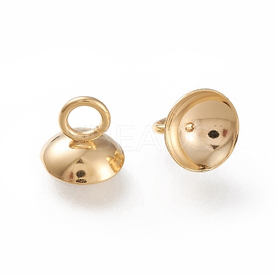 201 Stainless Steel Bead Cap Pendant Bails STAS-K194-03G-02-1