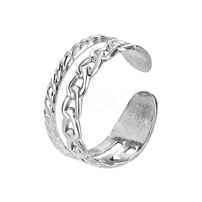 Non-Tarnish 304 Stainless Steel Hollow Chain Cuff Rings AF3272-2-1