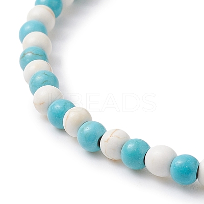 4Pcs 4 Style Dyed Synthetic Turquoise Starfish & Turtle Beaded Stretch Bracelets Set for Women BJEW-JB09337-1