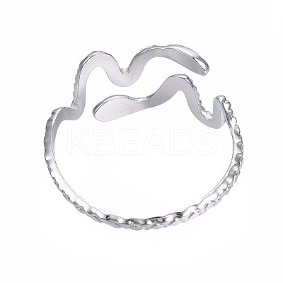 Non-Tarnish 304 Stainless Steel Snake Wrap Open Cuff Ring LS-RJEW-T023-82P-1