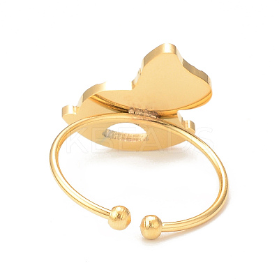 Ion Plating(IP) 304 Stainless Steel Rocking Horse Open Cuff Ring for Women RJEW-I096-10G-1