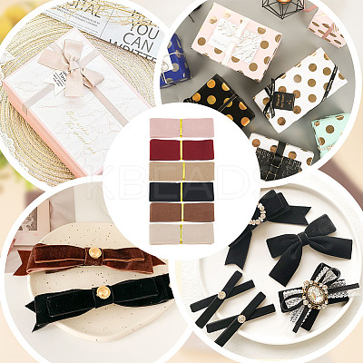 6Pcs 6 Colors Flat Faux Suede Fabric Ribbons OCOR-BC0006-14A-1