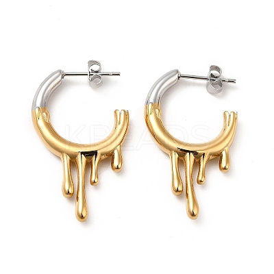 Two Tone 304 Stainless Steel Melting Dripping Stud Earrings EJEW-F289-02GP-1
