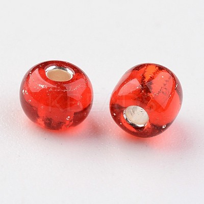 6/0 Round Silver Lined Round Hole Glass Seed Beads X-SEED-A005-4mm-25-1