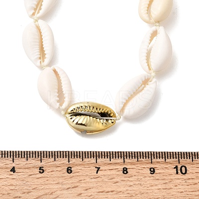 304 Stainless Steel & Natural Cowrie Shell Beaded Necklaces for Women NJEW-F356-03G-1