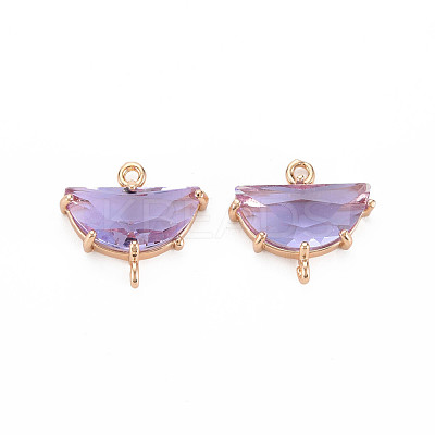 Transparent Faceted Glass Connector Charms GLAA-T021-25B-RS-1