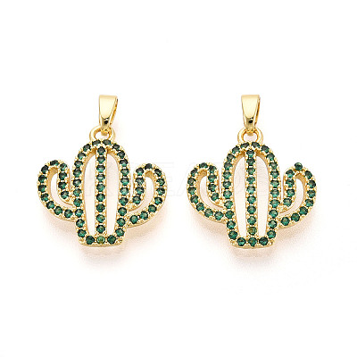 Brass Micro Pave Cubic Zirconia Pendants KK-N257-71G-1