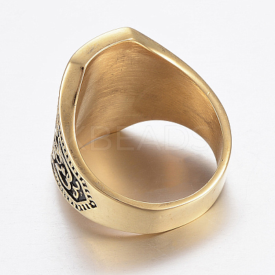 Ion Plating(IP) 304 Stainless Steel Signet Rings for Men RJEW-H125-37AG-1