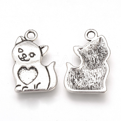Tibetan Style Alloy Kitten Pendant Enamel Settings TIBEP-T002-133AS-RS-1