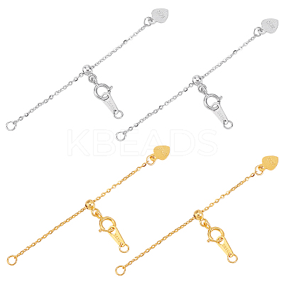 4Pcs 2 Colors 925 Sterling Silver Chain Extenders STER-HY0001-04-1