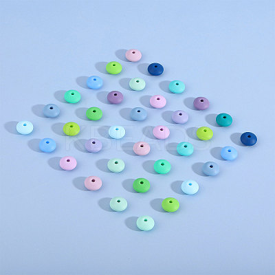 160Pcs 16 Colors Rondelle Food Grade Eco-Friendly Silicone Abacus Beads SIL-CA0003-17-1