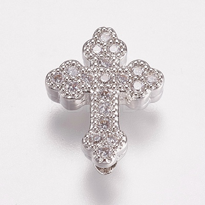 Brass Micro Pave Cubic Zirconia Beads ZIRC-E143-23P-1