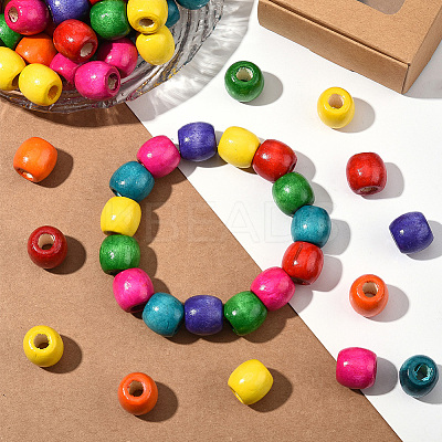 200Pcs Dyed Natural Maple Wood Beads WOOD-SP0001-64-1
