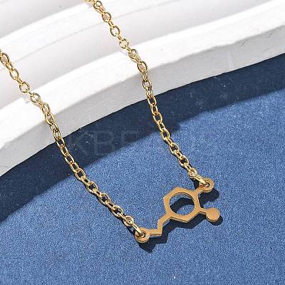 304 Stainless Steel Chemical Symbol Pendant Necklaces NJEW-Z073-03G-02-1