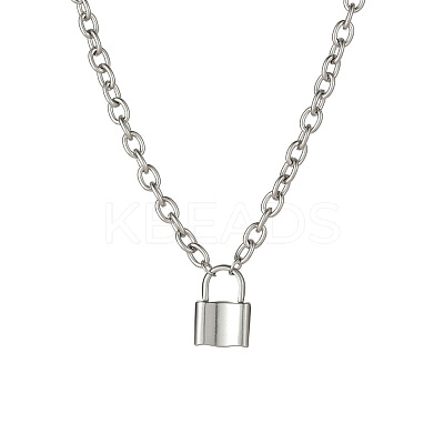 Lock 304 Stainless Steel Pendant Cable Pendant Necklaces FS-WGE7469-01-1