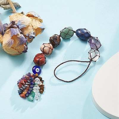 7 Chakra Nuggets Natural Gemstone Pocket Pendant Decorations HJEW-JM01049-03-1