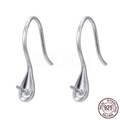 Anti-Tarnish Rhodium Plated 925 Sterling Silver Earring Hooks STER-E041-14P-1