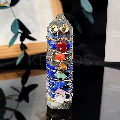 Wire Wrapped Tower Natural Lapis Lazuli Healing Stone Wands PW-WG61976-05-1