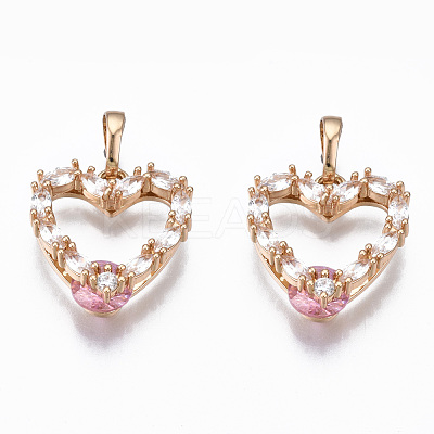 Brass Micro Cubic Zirconia Pendants KK-N235-026C-1