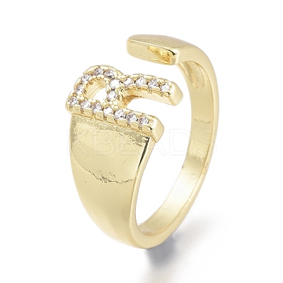 Brass Micro Pave Clear Cubic Zirconia Cuff Rings RJEW-F103-13R-G-1