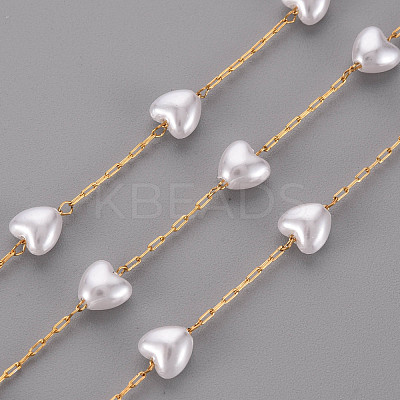 Handmade ABS Plastic Imitation Pearl Beaded Chains STAS-T052-39G-1