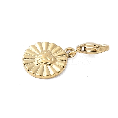 304 Stainless Steel Flat Round with Heart Pendant Decoration STAS-S165-23G-1
