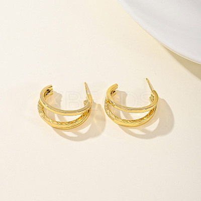 Fashionable 201 Stainless Steel C-Shaped Stud Earrings YR1591-1