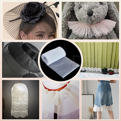 Plastic Wrinkle Mesh Fabric for Dress Headwear Accessories DIY-WH0588-16B-1