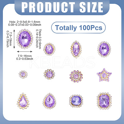 100Pcs Teardrop/Heart/Star Sew on Rhinestones FIND-TA0006-69C-1