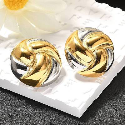 304 Stainless Steel Two Tone Stud Earrings EJEW-F355-04GP-01-1
