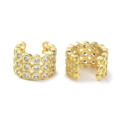 Brass Micro Pave Cubic Zirconia Cuff Earrings for Women EJEW-D088-08G-1